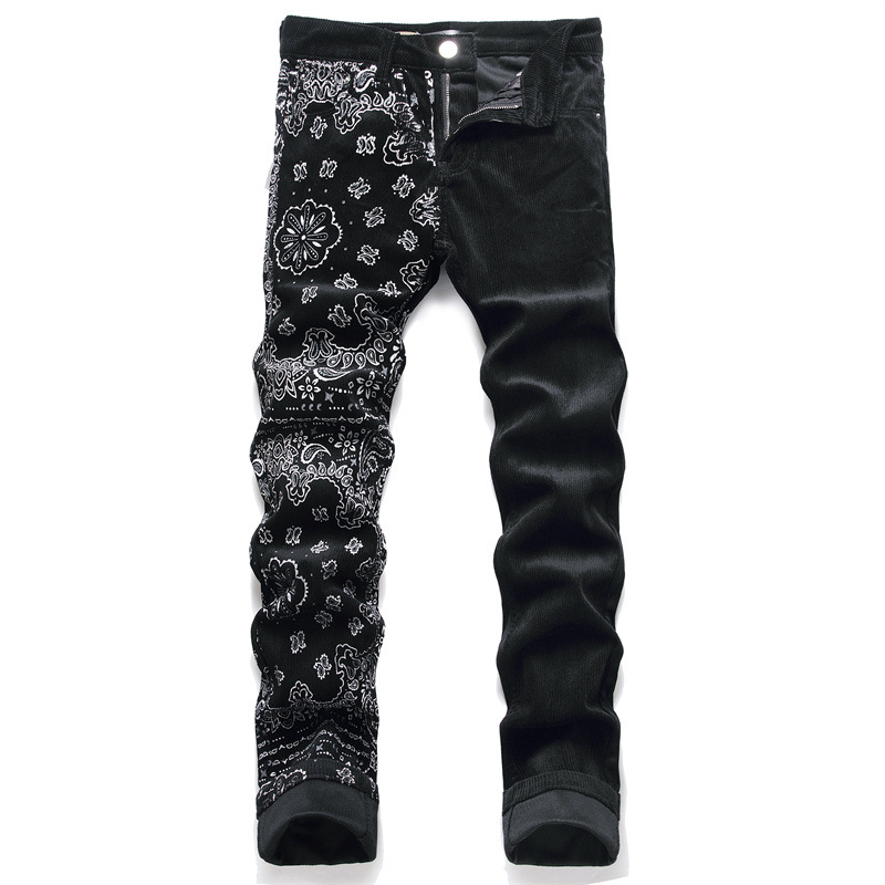 Men's Jeans Street men's black jeans cashew flower print fashion popular slim mid-waist motorcycle pants
Men's Jeans Street men's black jeans cashew flower print fashion popular slim mid-waist motorcycle pants
