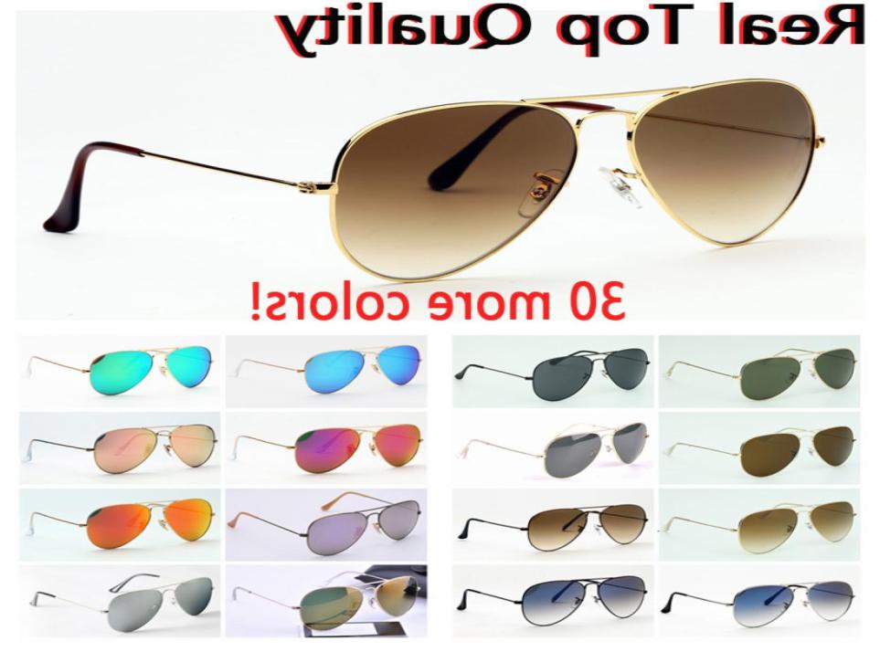 mens sunglasses top quality aviation pilot shades sun glasses for men women with black or brown leather case cloth and retail ac47