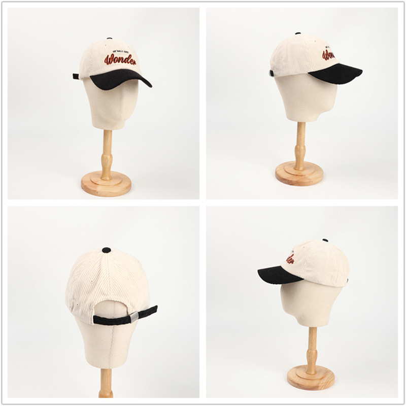 Ball Caps Corduroy Colorblock Embroidery Baseball Cap For Female Kpop Women's Winter Hat Cotton Men's Sun 230525