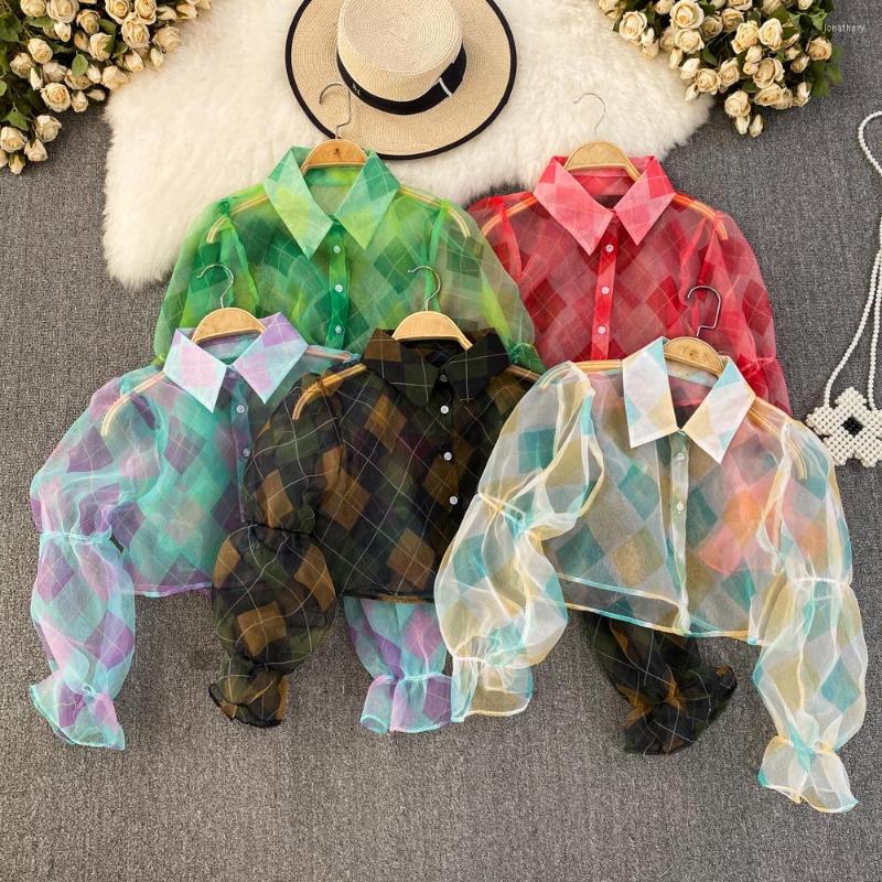 Women's Blouses 2023 Spring And Autumn Korean Style Design Perspective Single-breasted Mesh Shirt Women's Short Section, Beige
Women's Blouses 2023 Spring And Autumn Korean Style Design Perspective Single-breasted Mesh Shirt Women's Short Section, Beige