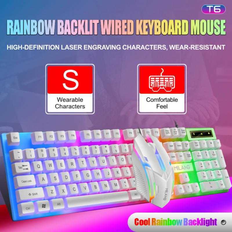 Keyboards RYRA Gamer Keyboard And Mouse Combo Set RGB LED 104-Key Wired Waterproof Gaming Keyboard Mouse Notebook Laptop Desktop PC Tablet G230525