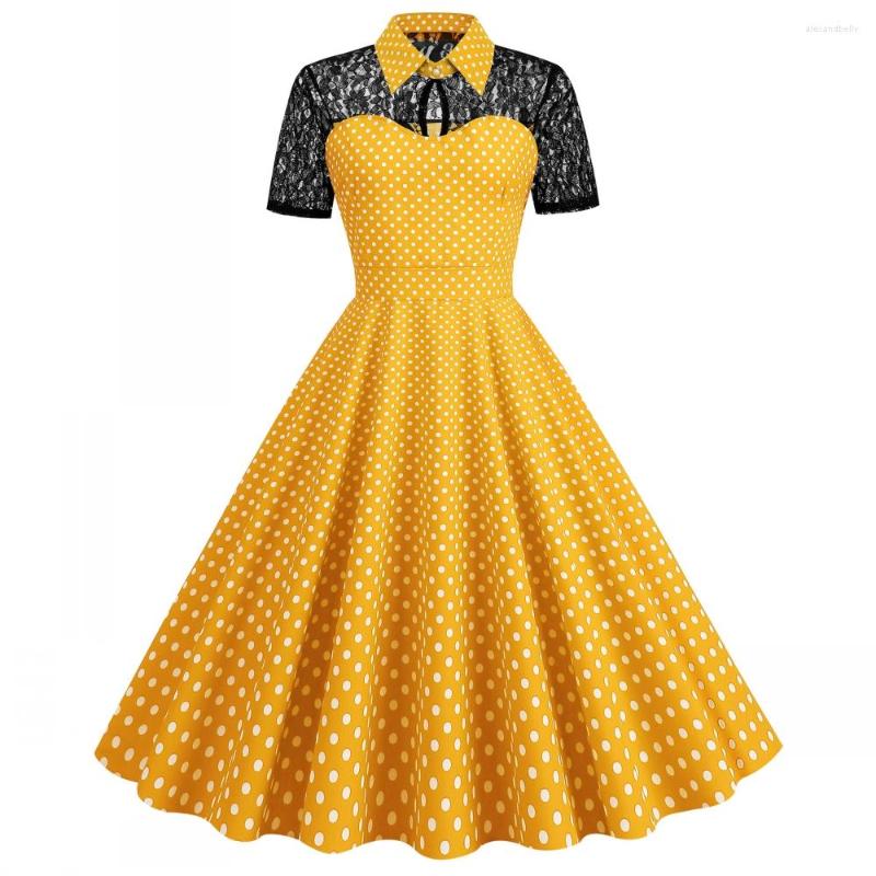 Casual Dresses Women Lace Pin Up Party Dress 2023 Summer Short Sleeve Retro Robe 60s 50s Vintage Rockabilly Swing Vestidos, Yellow
Casual Dresses Women Lace Pin Up Party Dress 2023 Summer Short Sleeve Retro Robe 60s 50s Vintage Rockabilly Swing Vestidos, Yellow
