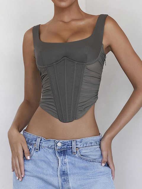 New Tanks Top Women 2022 Backless Lace Up Mesh Ruching Fashion Streetwear Party Rave Outfits y2k Corset Crop Top, Gray
New Tanks Top Women 2022 Backless Lace Up Mesh Ruching Fashion Streetwear Party Rave Outfits y2k Corset Crop Top, Gray