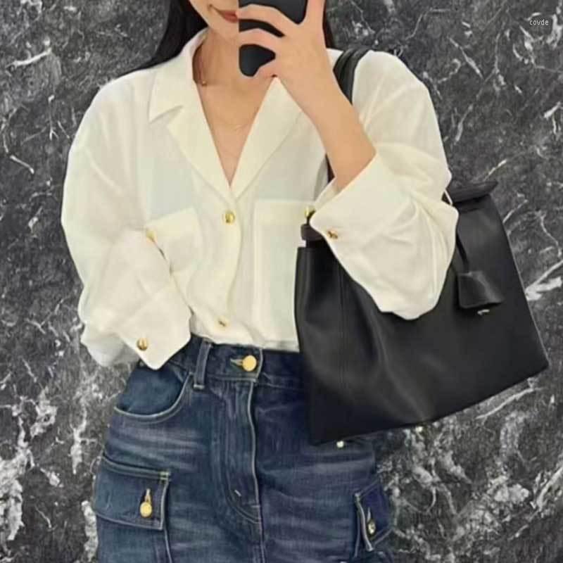Women's Blouses 23Runway Women Solid Short Drawstring Shirt Fashion Single Breasted Silk Blend Lapel Loose Blouse Causal Clothes For, Beige
Women's Blouses 23Runway Women Solid Short Drawstring Shirt Fashion Single Breasted Silk Blend Lapel Loose Blouse Causal Clothes For, Beige
