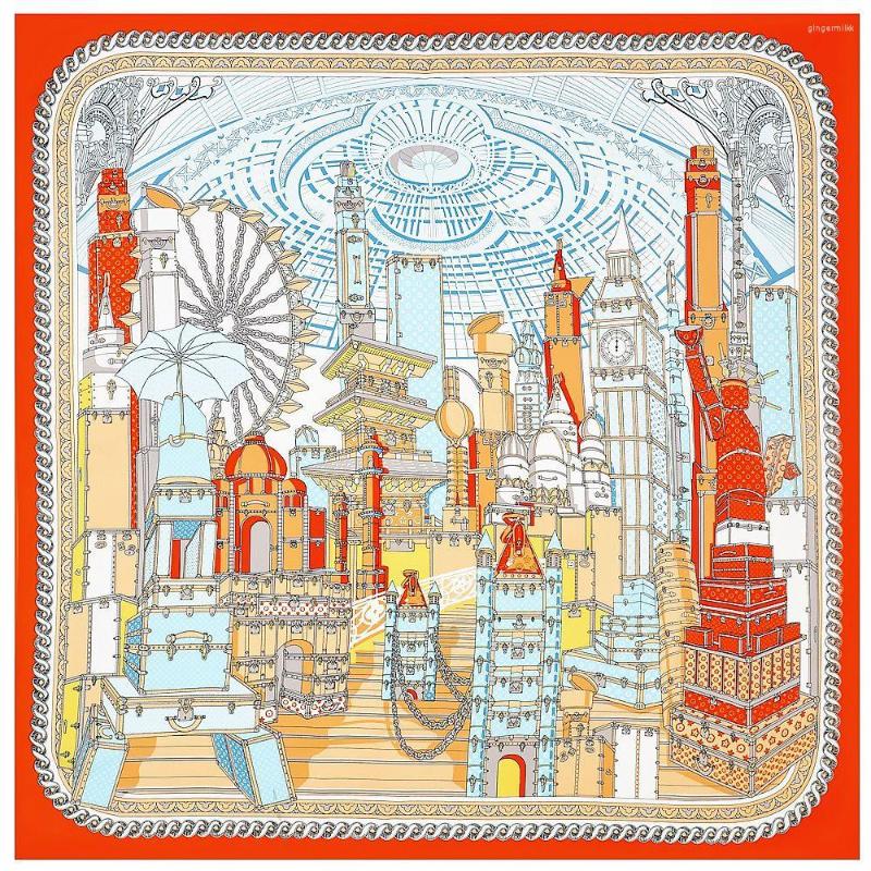 Scarves Silk Scarf Women Large Shawls Castle Print Square Bandana Luxury NecKerchief Muslim Hijab Female Foulards 130CM Poncho
Scarves Silk Scarf Women Large Shawls Castle Print Square Bandana Luxury NecKerchief Muslim Hijab Female Foulards 130CM Poncho
