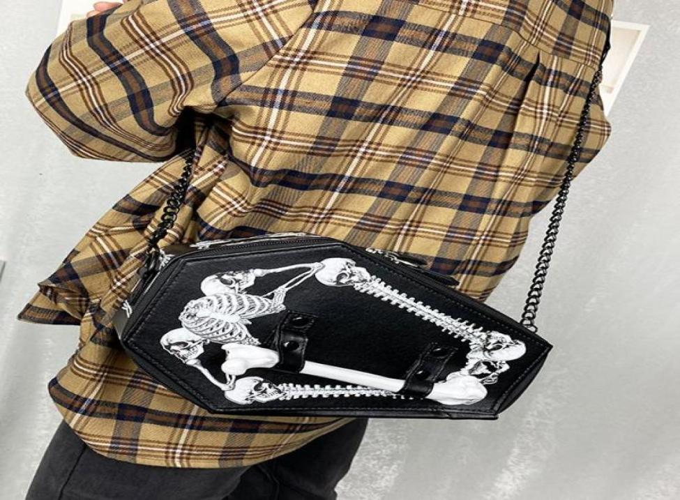 Evening Bags Fashion Black Pu Leather Shoulder Bag With Skull Coffin Casket Shaped Clutch Chain Strap Gothic Purse For Women Handb2912778
Evening Bags Fashion Black Pu Leather Shoulder Bag With Skull Coffin Casket Shaped Clutch Chain Strap Gothic Purse For Women Handb2912778