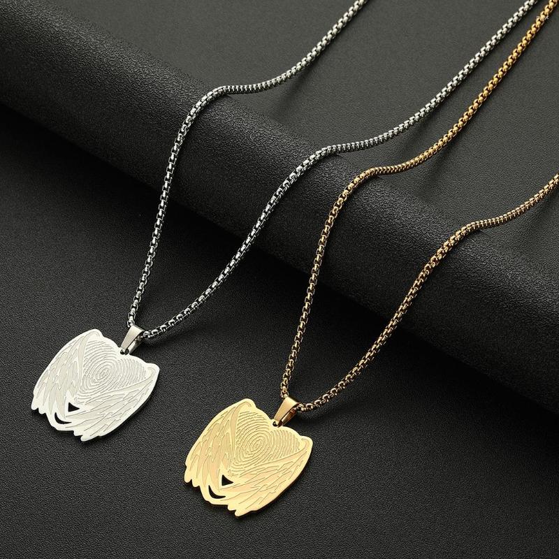 Pendant Necklaces Cxwind Fashion Fingerprint Angel Wing Men Necklace Punk Vintage Stainless Steel Chain For Jewelry Gift
Pendant Necklaces Cxwind Fashion Fingerprint Angel Wing Men Necklace Punk Vintage Stainless Steel Chain For Jewelry Gift