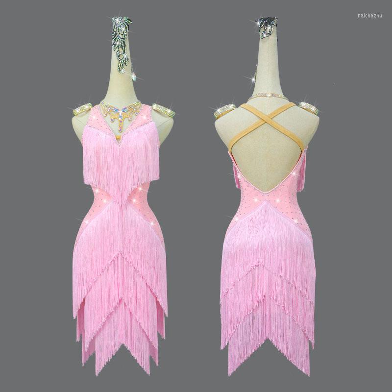 Stage Wear Pink Professional Latin Dance Competition Costume Adult Women Ballroom Fringe Dress Practice Line Suit Female Clothes Girls
Stage Wear Pink Professional Latin Dance Competition Costume Adult Women Ballroom Fringe Dress Practice Line Suit Female Clothes Girls
