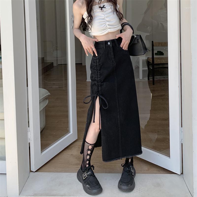 Skirts Korean Fashion Midi Denim Women High Waist Drawstring Side Split Design Jeans Sexy Ins Streetwear Black Blue
Skirts Korean Fashion Midi Denim Women High Waist Drawstring Side Split Design Jeans Sexy Ins Streetwear Black Blue