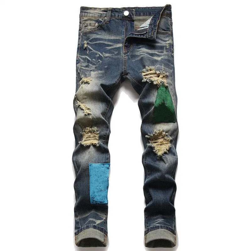 Men's Jeans European Jean Hombre Letter Star Men Embroidery Patchwork Ripped For Trend Brand Motorcycle Pant Mens Skinny 3AS8W, 13
Men's Jeans European Jean Hombre Letter Star Men Embroidery Patchwork Ripped For Trend Brand Motorcycle Pant Mens Skinny 3AS8W, 13