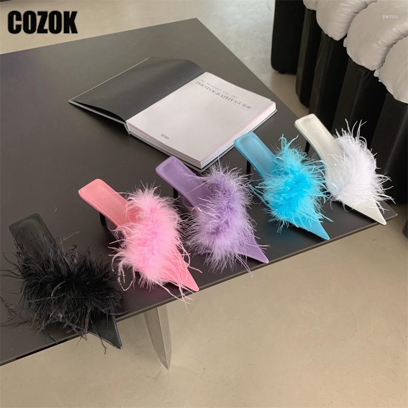 Slippers Sexy Furry Feather Women Stelitto Female Summer 2023 Pointed Toe Thin High Heel Ladies Dress Elegant Shoes Chic Outside, Pink
Slippers Sexy Furry Feather Women Stelitto Female Summer 2023 Pointed Toe Thin High Heel Ladies Dress Elegant Shoes Chic Outside, Pink