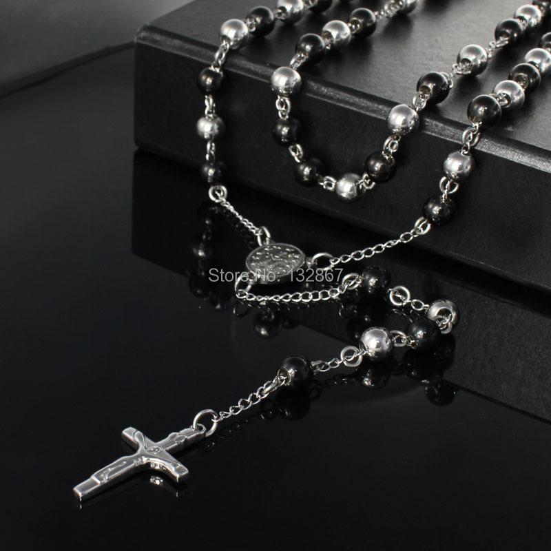 Pendant Necklaces 8mm Ball Black Stainless Steel JESUS Cross Rosary Necklace 30'' 5.5'' For XMAS Gifts
Pendant Necklaces 8mm Ball Black Stainless Steel JESUS Cross Rosary Necklace 30'' 5.5'' For XMAS Gifts