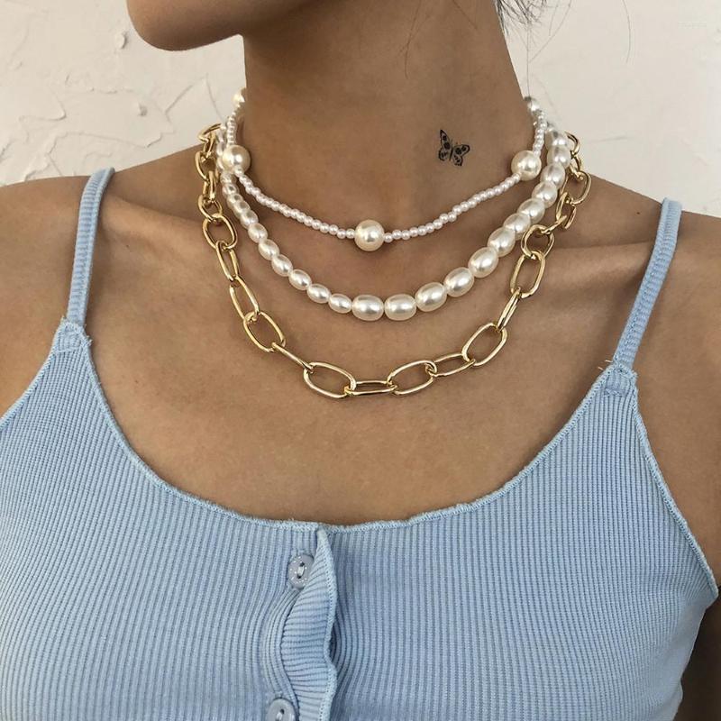 Pendant Necklaces LXY-W Fashion Multilevel Choker Large Punk Chain Artificial Pearls Necklace For Women Boho Vintage Gold Color Jewelry Gift
Pendant Necklaces LXY-W Fashion Multilevel Choker Large Punk Chain Artificial Pearls Necklace For Women Boho Vintage Gold Color Jewelry Gift