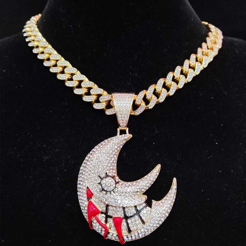 Men Women Hip Hop Moon Pendant Necklace With 13mm Crystal Cuban Chain HipHop Iced Out Bling Necklaces Fashion Charm Jewelry
Men Women Hip Hop Moon Pendant Necklace With 13mm Crystal Cuban Chain HipHop Iced Out Bling Necklaces Fashion Charm Jewelry