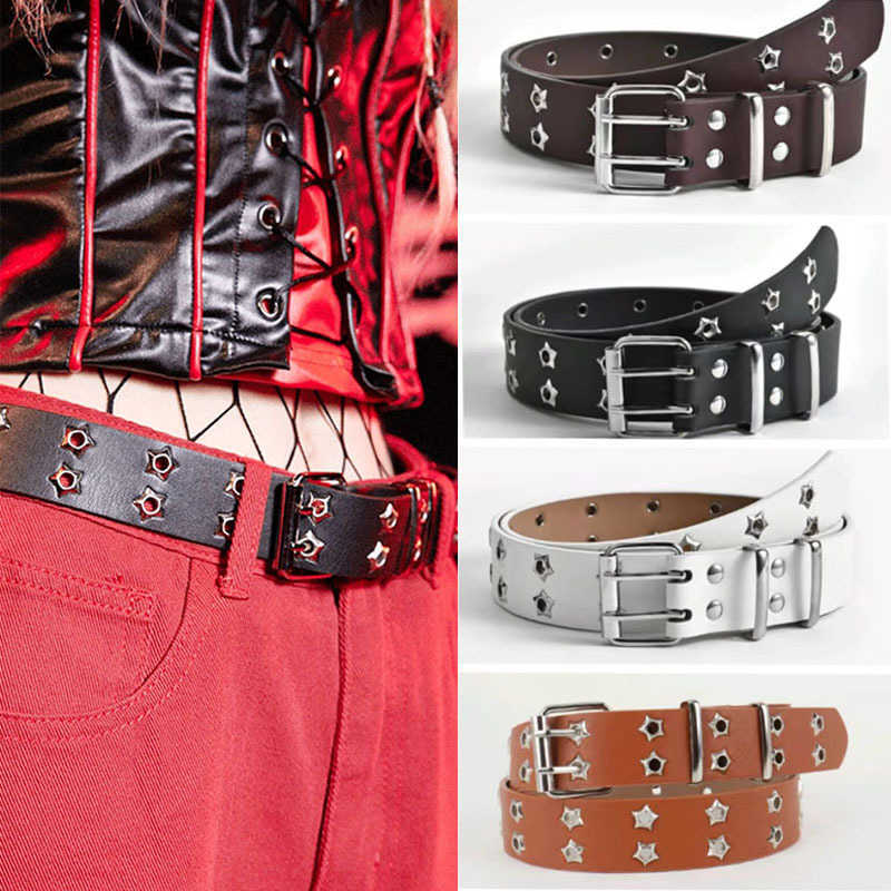 designer belts female punk pentagonal star double exhaust eyelet Belt without perforations Simple women's Belt, Black
designer belts female punk pentagonal star double exhaust eyelet Belt without perforations Simple women's Belt, Black