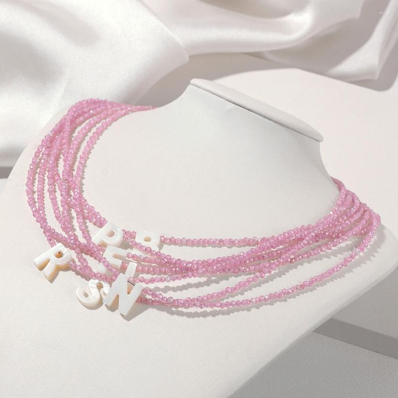 Pendant Necklaces Natural Pink Zircon Stone Necklace 2MM Tiny Beads White 26 Letter Shell Id Beaded Summer Choker Fashion Jewelry
Pendant Necklaces Natural Pink Zircon Stone Necklace 2MM Tiny Beads White 26 Letter Shell Id Beaded Summer Choker Fashion Jewelry