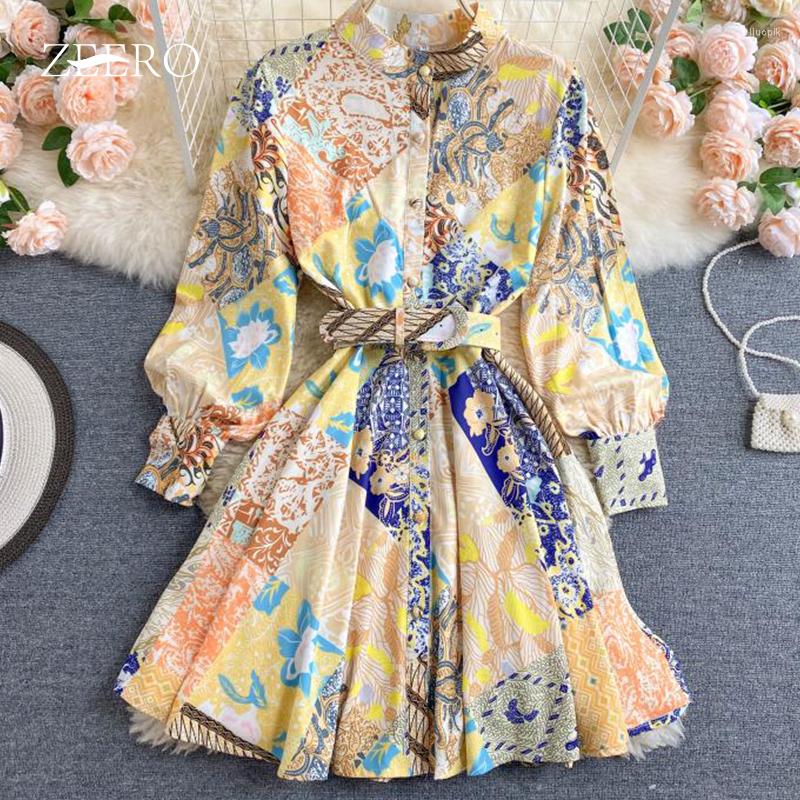 Casual Dresses Spring Autumn Female Vintage Print High Waist Mini Stand-up Collar Lantern Sleeve Single-breasted A-Line Dress For Women, Photo color
Casual Dresses Spring Autumn Female Vintage Print High Waist Mini Stand-up Collar Lantern Sleeve Single-breasted A-Line Dress For Women, Photo color