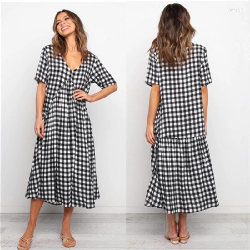 Party Dresses 2023 Summer Fashion European And American V-Neck Sleeves Plaid Mid-Length Loose Dress Trendy 309, Photo color
Party Dresses 2023 Summer Fashion European And American V-Neck Sleeves Plaid Mid-Length Loose Dress Trendy 309, Photo color