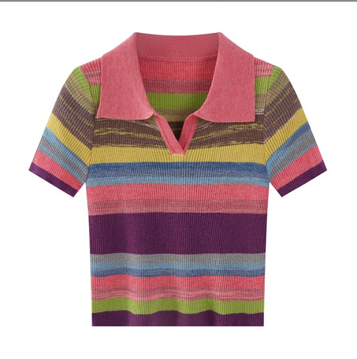 513 L 2023 Summer Sweaters Women' Pullover Sweater Blue Pink Lapel Neck Short Sleeve Brand Same Style Women' xiurong
513 L 2023 Summer Sweaters Women' Pullover Sweater Blue Pink Lapel Neck Short Sleeve Brand Same Style Women' xiurong
