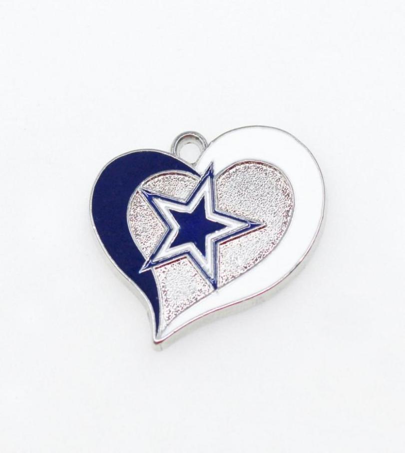 American Football Heart Dangle Charms Cowboy And Other Teams Style DIY Pendant Bracelet Necklace Earrings Jewelry Accessories37292