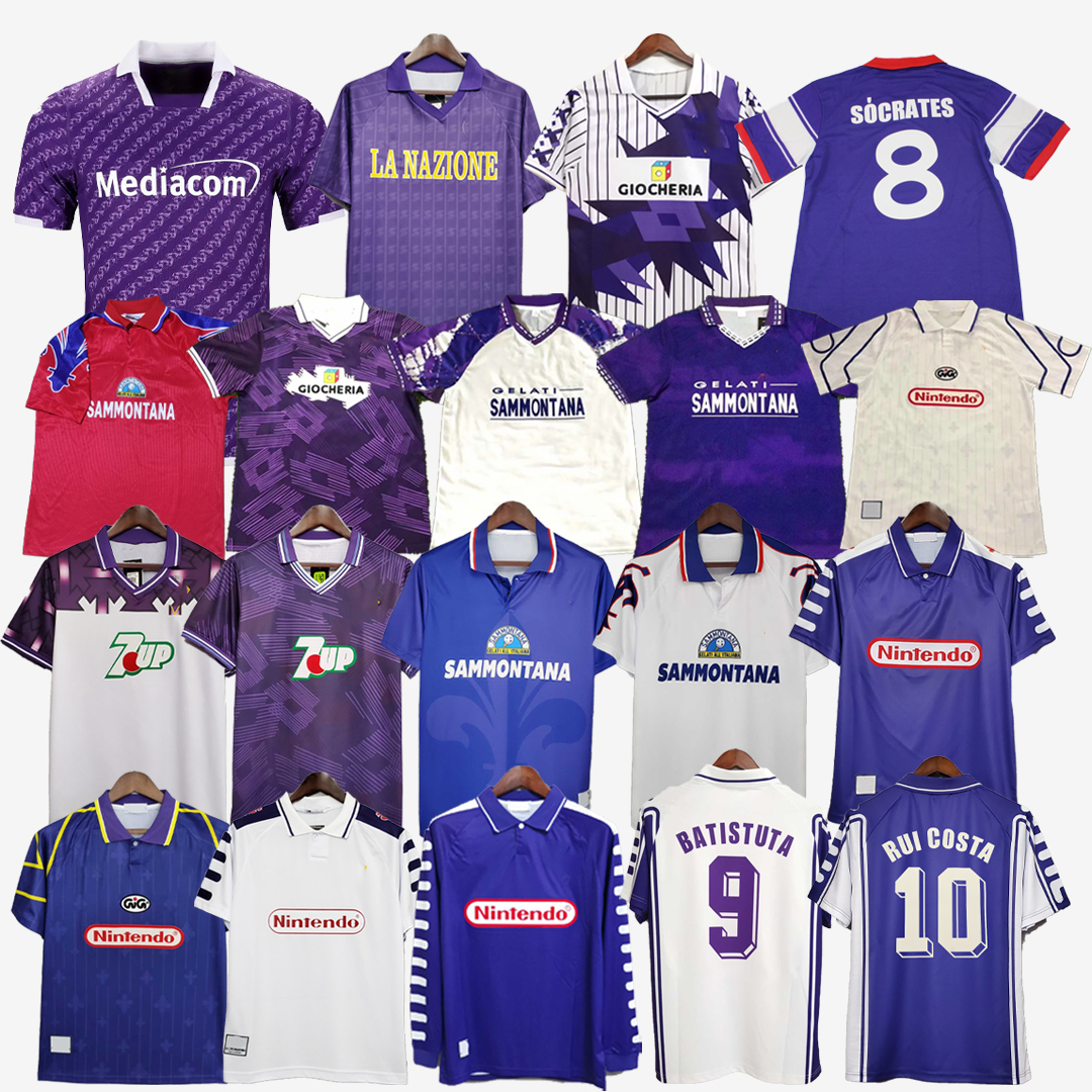 

2023 2024 Soccer Jerseys Fiorentina Retro 79 80 84 85 89 90 91 92 93 94 95 96 97 98 99 00 BATISTUTA RUI COSTA EDMUNDO MIJATOVIC BIGICA Vintage 23 24 football shirt home