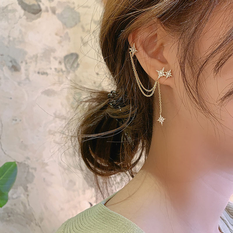 Fashion Korean Octagonal star Tassel Earring for Women Ear Cuffs Cool Jewelry Chain Vintage Crystal Earings Birthday Party Gift
Fashion Korean Octagonal star Tassel Earring for Women Ear Cuffs Cool Jewelry Chain Vintage Crystal Earings Birthday Party Gift