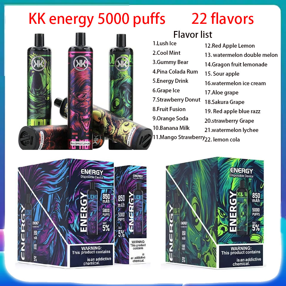 Original KK Energy 5000 puffs Disposable Vapes E Cigarette 5000 Puffs 12Ml Cartridge 22 Colors Mech Coil Rechargeable 850Mah Battery Adjustable Airflow Vape
Original KK Energy 5000 puffs Disposable Vapes E Cigarette 5000 Puffs 12Ml Cartridge 22 Colors Mech Coil Rechargeable 850Mah Battery Adjustable Airflow Vape