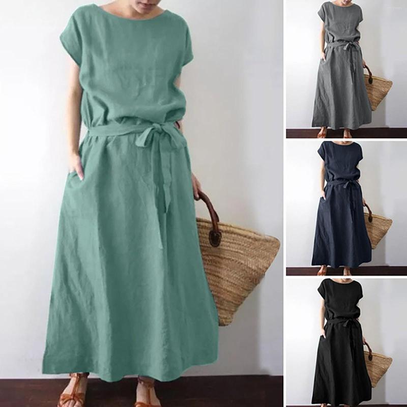 Casual Dresses Solid Loose Bohemian Summer Dress Women 2023 Female Short Sleeve Round Neck Belt Maxi Vestidos Para Mujer, Black
Casual Dresses Solid Loose Bohemian Summer Dress Women 2023 Female Short Sleeve Round Neck Belt Maxi Vestidos Para Mujer, Black