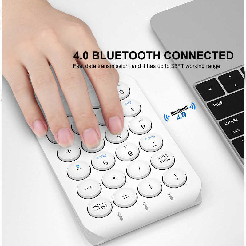 Keyboards BOW Wireless Number Pad Bluetooth Numeric Keypad Round Keycaps Numpad 22 Keys Rechargeable Number Keyboard For Laptop PC G230525