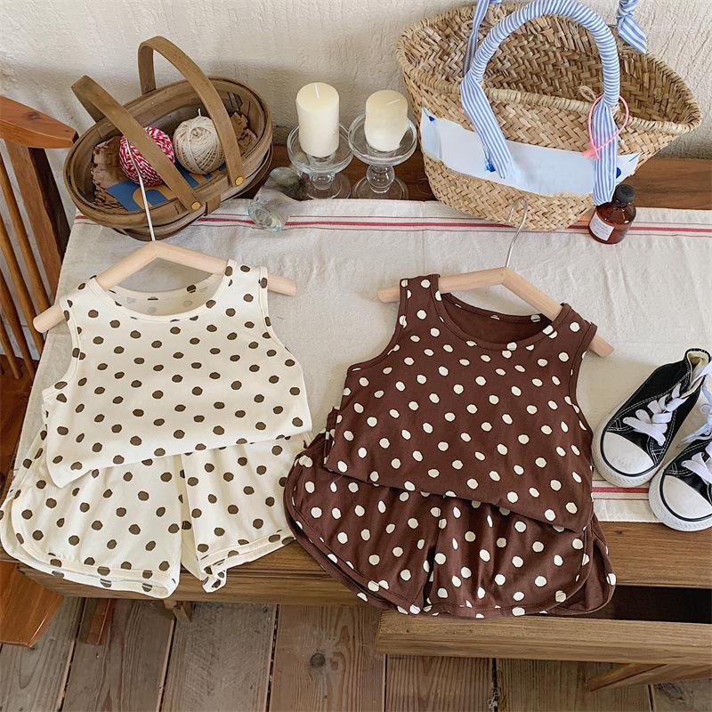 Clothing Sets Summer Children Clothes Girls For Baby Sleeveless Dot T-shirts Shorts 2 Piece Kids Suit, Dark brown
Clothing Sets Summer Children Clothes Girls For Baby Sleeveless Dot T-shirts Shorts 2 Piece Kids Suit, Dark brown