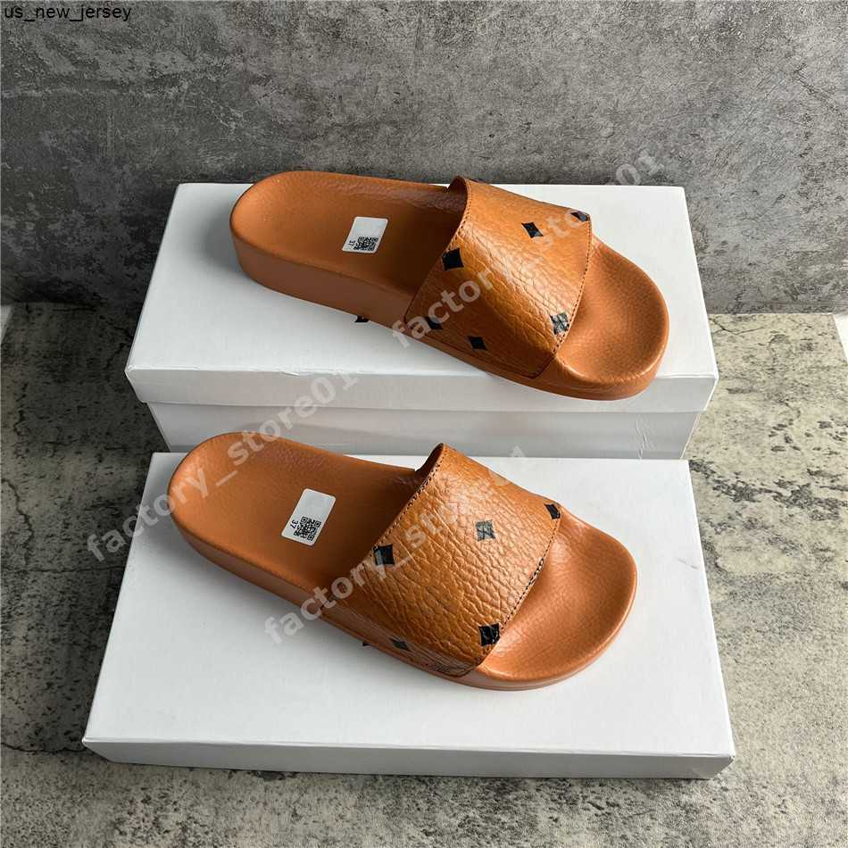 Slippers Summer Women Men Slippers Munich Flats Slipper Woman M Orange Brown Sandals Leather Shower Room Ladies Slides Designer Flip Flops Pantoufles Sa J2305
