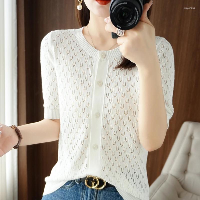 Women's T Shirts Cotton T-shirt Women's Round Neck Cardigan Short Sleeve Summer Loose Solid Knitted Sweater Casual Versatile Top Coat, Black
Women's T Shirts Cotton T-shirt Women's Round Neck Cardigan Short Sleeve Summer Loose Solid Knitted Sweater Casual Versatile Top Coat, Black