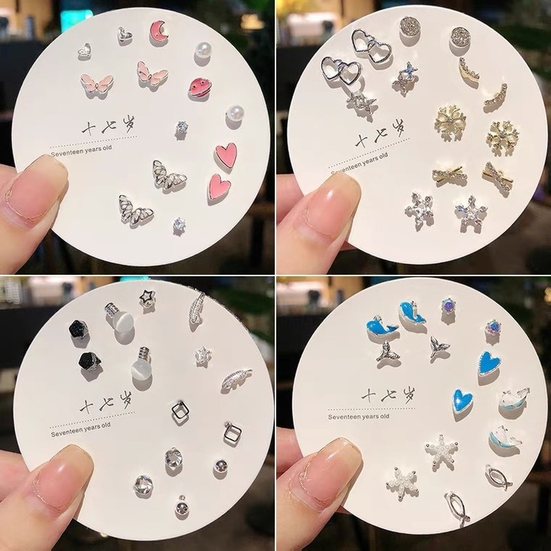 S925 Silver Needle Delicate Heart Bowknot Peart Stud Earrings of Women Girls New 7 Pairs Simple Geometric Earrings Jewelry Gifts
S925 Silver Needle Delicate Heart Bowknot Peart Stud Earrings of Women Girls New 7 Pairs Simple Geometric Earrings Jewelry Gifts