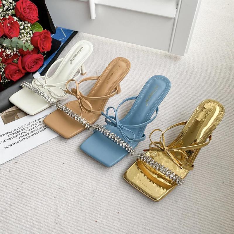 Slippers Open Toe Women Rhinestone Design Bow Summer Outside Slides Thin High Heels White Beige Blue Gold Slip On
Slippers Open Toe Women Rhinestone Design Bow Summer Outside Slides Thin High Heels White Beige Blue Gold Slip On