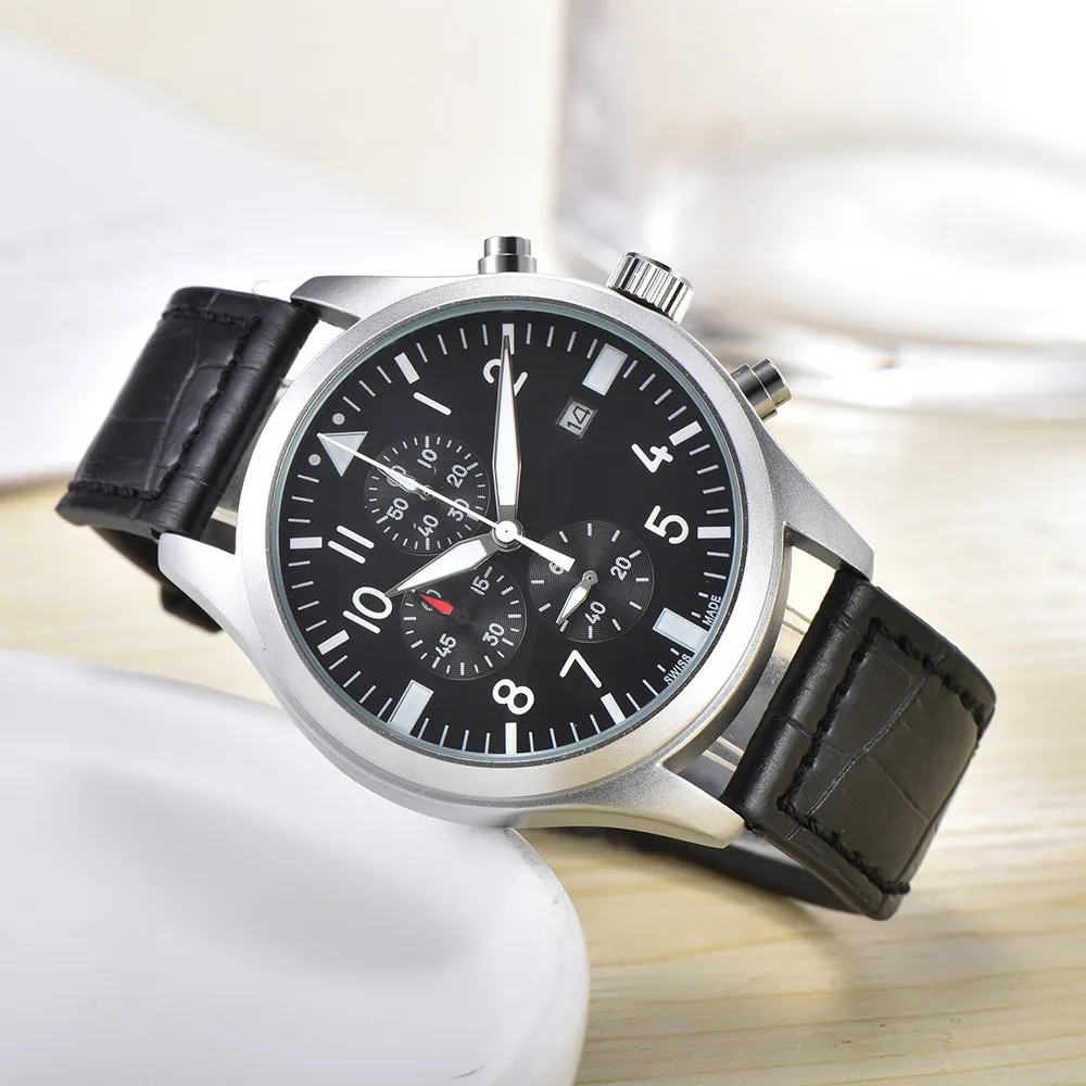 High-quality men's watch quartz movement all dial working timing watch Leather strap Stainless steel case luminous calendar clock luxury, Color
High-quality men's watch quartz movement all dial working timing watch Leather strap Stainless steel case luminous calendar clock luxury, Color