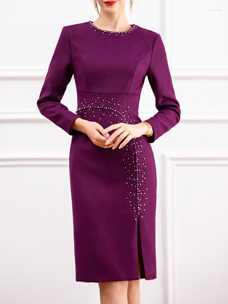 Casual Dresses Runway Fashion 2023 Winter Woollen Dress Women Beading Crystal Luxury Elegant Ladies Party Midi Purple, Picture shown
Casual Dresses Runway Fashion 2023 Winter Woollen Dress Women Beading Crystal Luxury Elegant Ladies Party Midi Purple, Picture shown