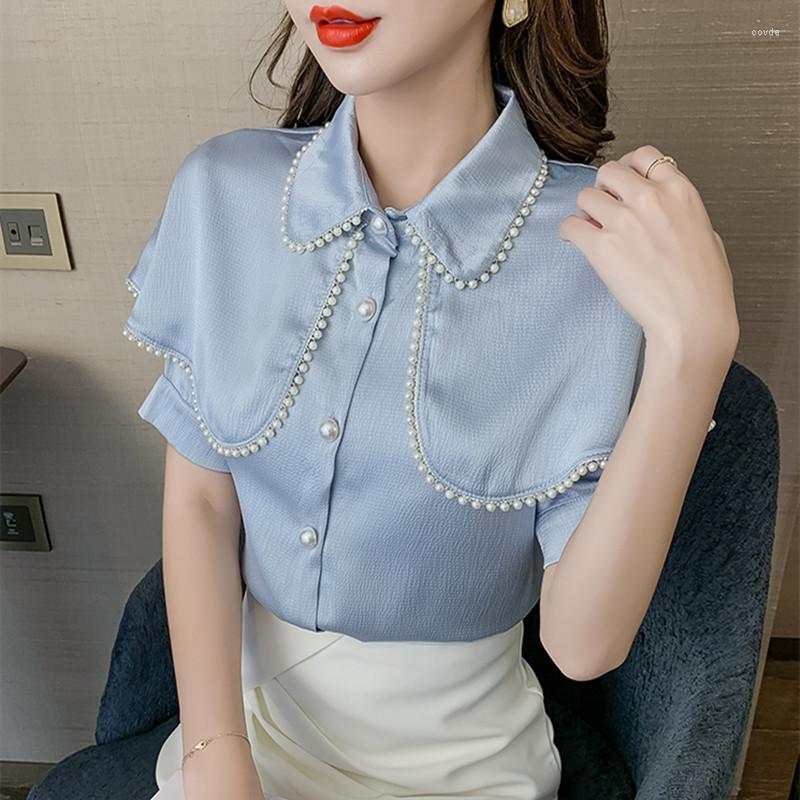 Women' Blouses 2023 Summer Office Lady Ruffles Thin Beaded Shirt Tops Turn-Down Collar Single Breasted Solid Color Chiffon Women, Blue
Women' Blouses 2023 Summer Office Lady Ruffles Thin Beaded Shirt Tops Turn-Down Collar Single Breasted Solid Color Chiffon Women, Blue