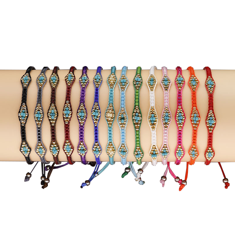 Bohemian Woven Bracelet Charm Bracelets Colorful Rice Bead Beaded Bracelets Friendship Hand Rope Gift