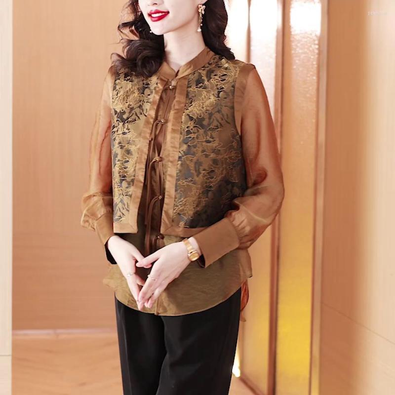 Women's Blouses Spring Fashion Chinese Style Women's Organza Patchwork Fake Two-piece Vintage Shirt Female Elegant Stand Collar Jacquard, Pink
Women's Blouses Spring Fashion Chinese Style Women's Organza Patchwork Fake Two-piece Vintage Shirt Female Elegant Stand Collar Jacquard, Pink