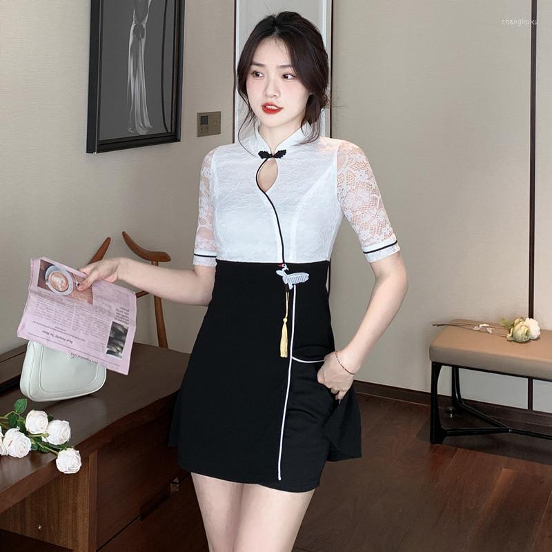 Work Dresses 2023 Summer Women Fashion Shorts Suit Temperament Lace Patchwork Cheongsam Dress Two-Piece Set Chinese Retro 2pcs, White set
Work Dresses 2023 Summer Women Fashion Shorts Suit Temperament Lace Patchwork Cheongsam Dress Two-Piece Set Chinese Retro 2pcs, White set