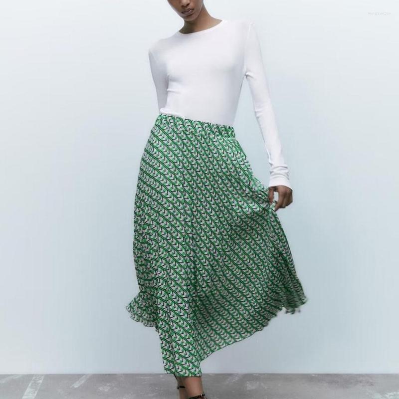 Skirts 2023 Early Autumn Women's Fashion Casual Elastic High Waist Loose All-match Printed Pleated Skirt, Green
Skirts 2023 Early Autumn Women's Fashion Casual Elastic High Waist Loose All-match Printed Pleated Skirt, Green