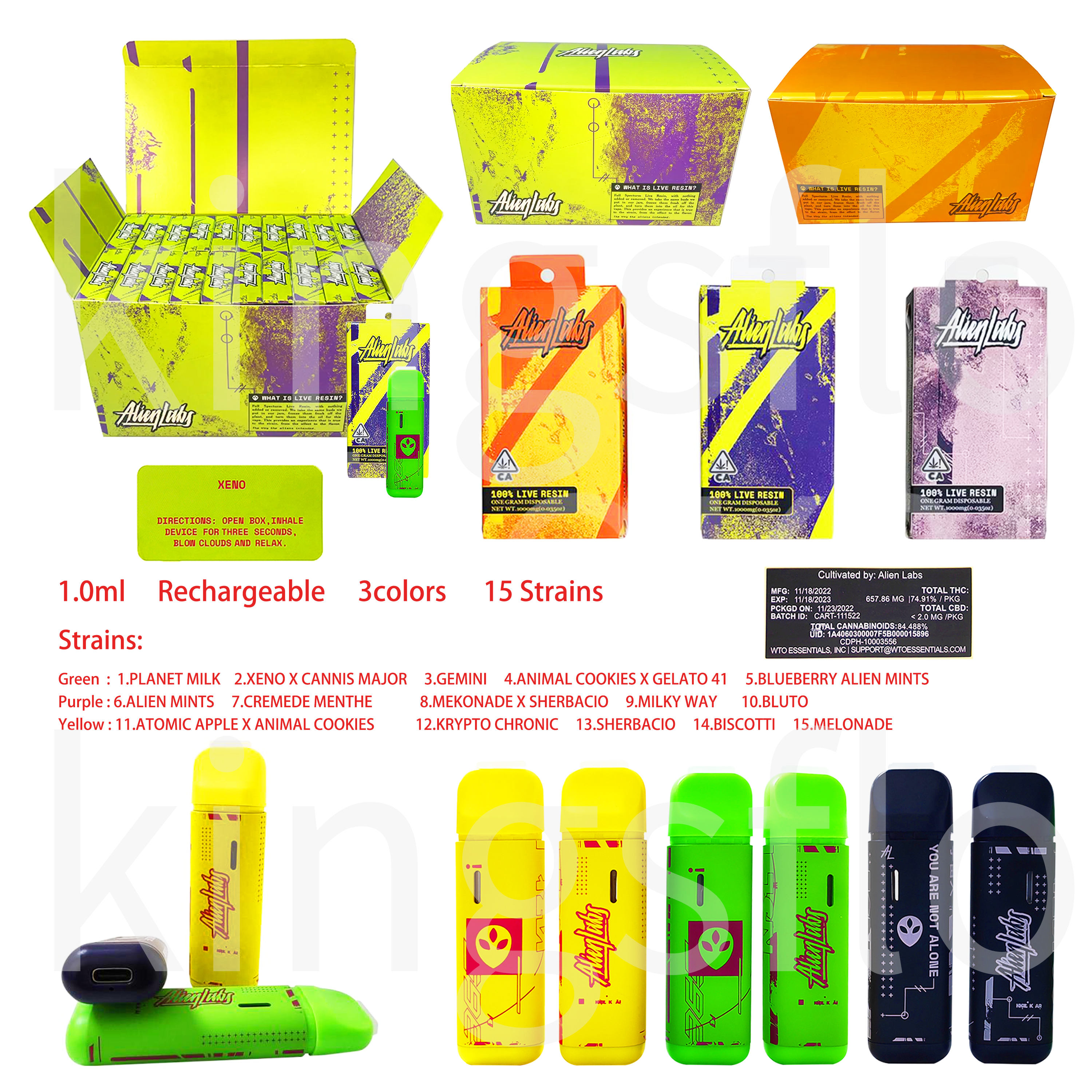 Alien Labs Disposable Vape Pen Empty 1ml carts 350mAh rechargeable battery 15 strains ecigs with upgrade packaging
Alien Labs Disposable Vape Pen Empty 1ml carts 350mAh rechargeable battery 15 strains ecigs with upgrade packaging