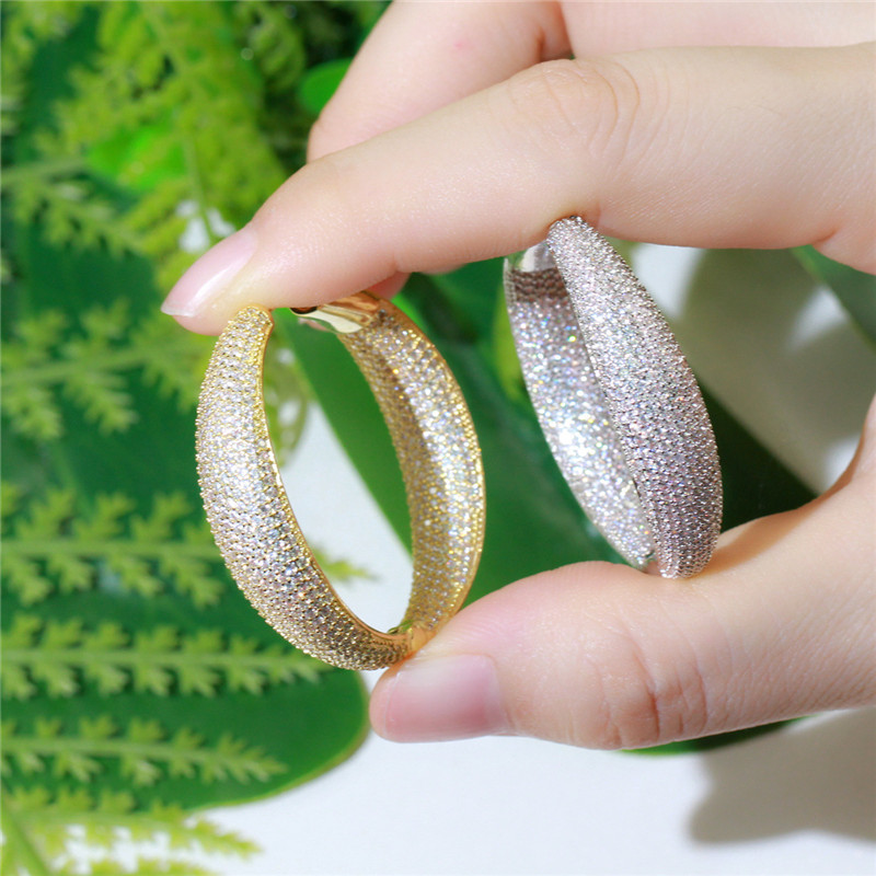 luxury big hoop earring designer for woman south american blue red zirconia diamond 18k gold silver earrings bride wedding engagement anniversary wome