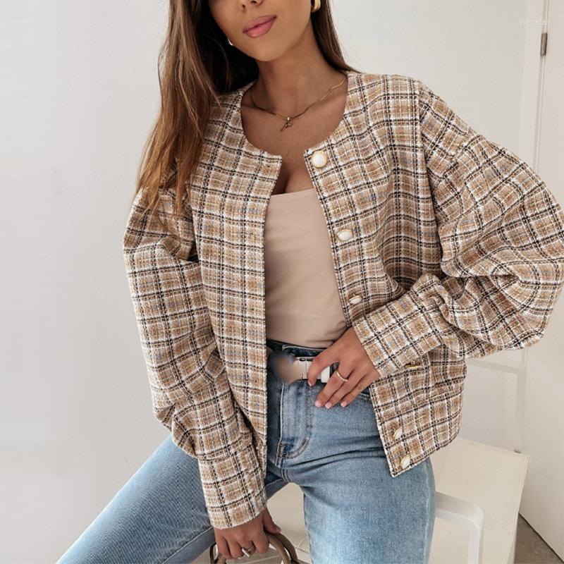Women' Jackets Women' Coat Plaid Print Elegant O-neck Buttons Short Female Autumn Nice Vintage Korean Little Fragrant Coats, Beige
Women' Jackets Women' Coat Plaid Print Elegant O-neck Buttons Short Female Autumn Nice Vintage Korean Little Fragrant Coats, Beige