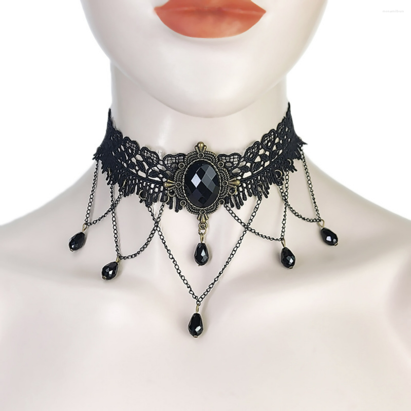 Chains Gothic Punk Fashion Personality PROM Necklace Black All-match Lace Crystal Tassel Choker Short Collar Accessories Female
Chains Gothic Punk Fashion Personality PROM Necklace Black All-match Lace Crystal Tassel Choker Short Collar Accessories Female
