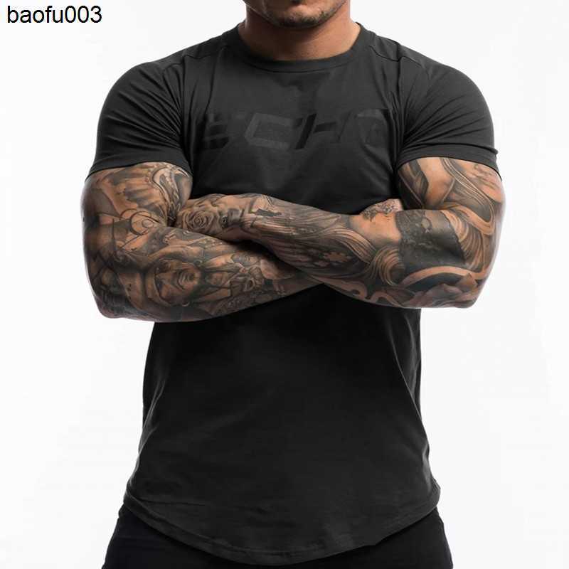 Men's T-Shirts Men's Fashion T Shirt Men Tops Summer Fitness Bodybuilding Clothes Muscle Male Shirts Cotton Slim Fit Tees J230526