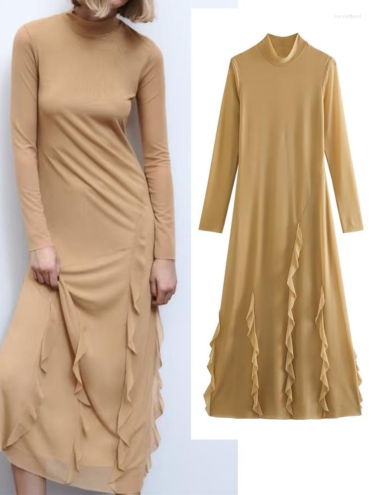 Casual Dresses 2023 Women Summer Slim Dress Fashion Solid Elastic Ruffles Lining Mesh Fabric Female Elegant Street Clothing
Casual Dresses 2023 Women Summer Slim Dress Fashion Solid Elastic Ruffles Lining Mesh Fabric Female Elegant Street Clothing