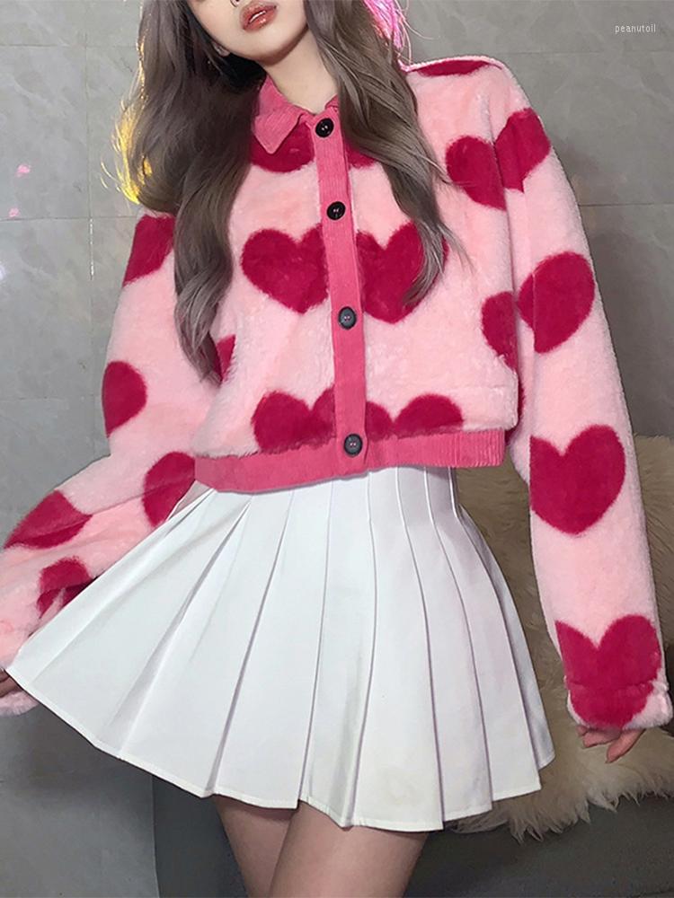 Women' Jackets Sweet Pink Heart Jacket Women Autumn Winter Love Contrast Woolen Loose Casual Coats Korean Fashion Preppy Style Cardigan
Women' Jackets Sweet Pink Heart Jacket Women Autumn Winter Love Contrast Woolen Loose Casual Coats Korean Fashion Preppy Style Cardigan
