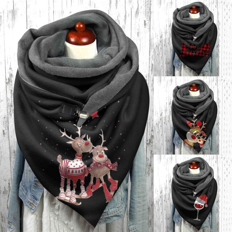 Scarves Fashion Santa Elk Print Christmas Scarf Women Winter Warm Button Soft Neck Wraps Female Velvet Hijabs Shawl Foulard Bufand
Scarves Fashion Santa Elk Print Christmas Scarf Women Winter Warm Button Soft Neck Wraps Female Velvet Hijabs Shawl Foulard Bufand