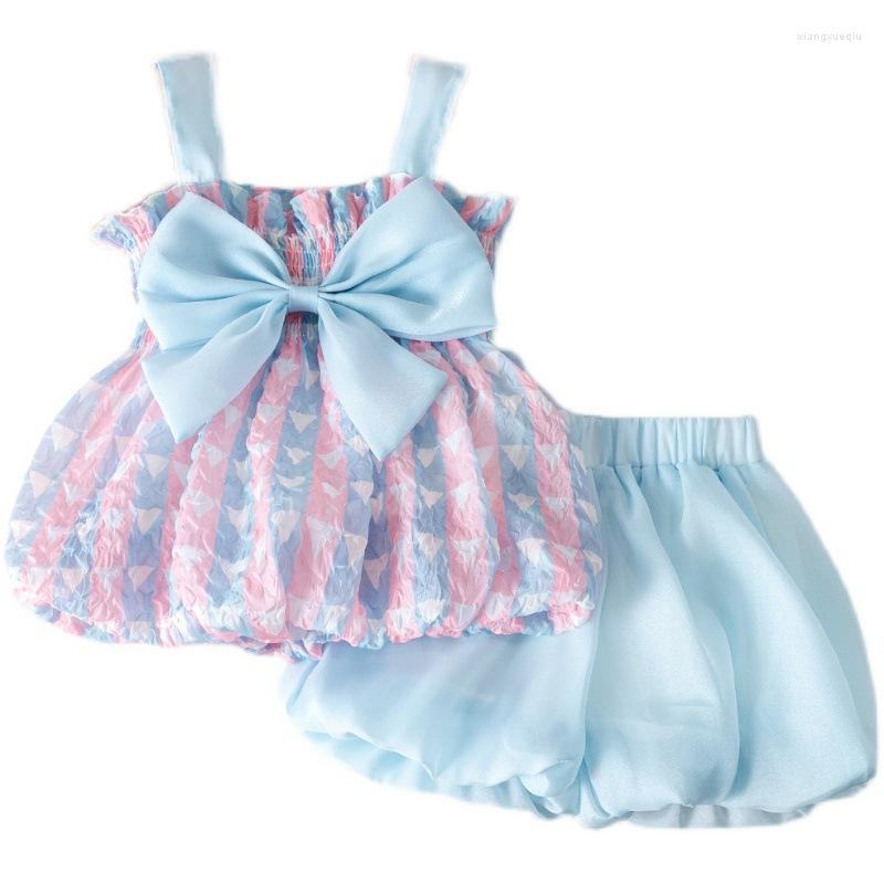 Clothing Sets Children's Big Bow Summer Suit Western Style Two-piece Suspender Bloomers Toddler Girl Clothes
Clothing Sets Children's Big Bow Summer Suit Western Style Two-piece Suspender Bloomers Toddler Girl Clothes